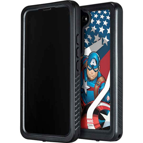 Marvel Captain America Action Pose Galaxy S24 Plus Waterproof Case